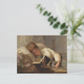 Victoriaans Woman Leading Holding Kitten Briefkaar Briefkaart (Staand voorkant)