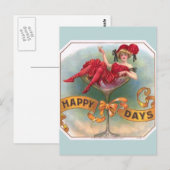Victoriaans Woman Red Champagne Happy Briefkaart (Voorkant / Achterkant)