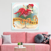 Victoriaans Woman Red Champagne Happy Canvas Afdruk (Insitu (Woonkamer))