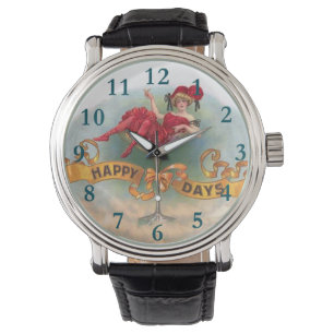 Victoriaans Woman Red Champagne Happy Horloge