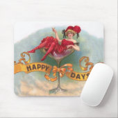 Victoriaans Woman Red Champagne Happy Muismat (Met muis)