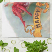 Victoriaans Woman Red Champagne Happy Theedoek (Gevouwen)