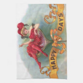 Victoriaans Woman Red Champagne Happy Theedoek (Verticaal)