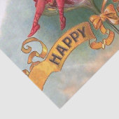 Victoriaans Woman Red Champagne Happy Tissuepapier (Detail)