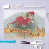 Victoriaans Woman Red Champagne Happy Tissuepapier (Craft)