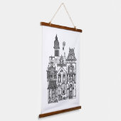 Victoriaans woningen Lijn Kunst in kleur Hangend Wandkleed (Gebogen)