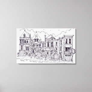 Victoriaans woningen   San Francisco, Californië Canvas Afdruk