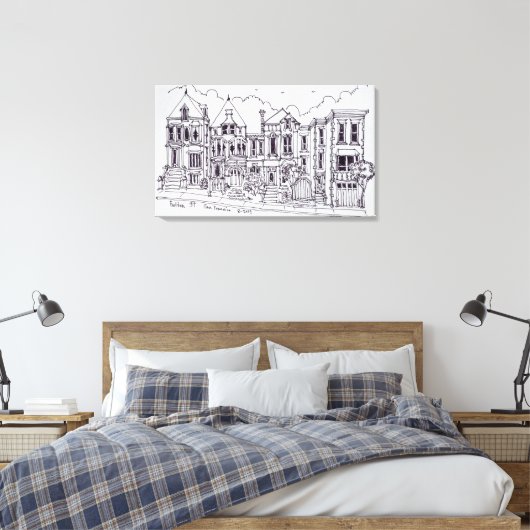 Victoriaans woningen | San Francisco, Californië Canvas Afdruk (Insitu (Slaapkamer))