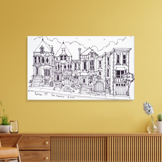 Victoriaans woningen | San Francisco, Californië Canvas Afdruk (Insitu (Woonkamer))