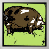 Victoriaans Woodcut Farm Animals Pig Poster (Voorkant)