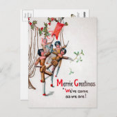  Victoriaans Wooden Dansende kerstpoppen Briefkaart (Voorkant / Achterkant)