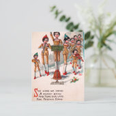  Victoriaans Wooden Doll Band Kerstmis Briefkaart (Staand voorkant)
