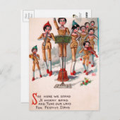  Victoriaans Wooden Doll Band Kerstmis Briefkaart (Voorkant / Achterkant)