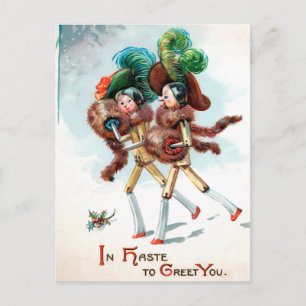 Victoriaans Wooden Doll-Briefkaart Briefkaart