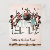 Victoriaans Wooden Doll Plum Pudding Briefkaart (Voorkant)