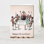  Victoriaans Wooden Dolls Plum Pudding Feestdagen Kaart (Voorkant)