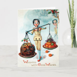 Victoriaans Wooden Dolls Scale Holiday Card Feestdagen Kaart