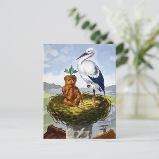 Victoriaans wortelBaby in een nestBriefkaart Briefkaart (Staand voorkant)