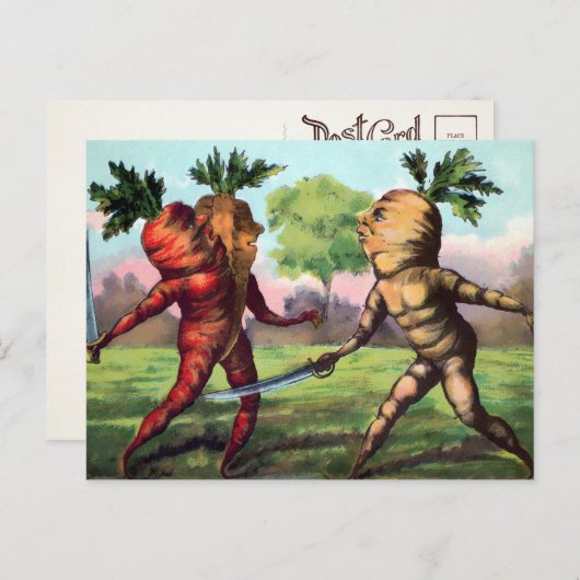 Victoriaans wortelduel Briefkaart (Voorkant / Achterkant)