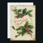 Victoriaans XMas Greetings-kerstkaart Feestdagenkaart<br><div class="desc">platte XMas-kaarten met holly vertakkingen. Dek de brievenbussen met bogen van heilig. Fa La La La La La La La. Oude mode-Afbeeldingen worden liefdevol gerestaureerd voor de beste afdrukkwaliteit. Victoriaans kerstkaarten zijn speciaal en uniek. Voeg gemakkelijk uw eigen groet toe.</div>