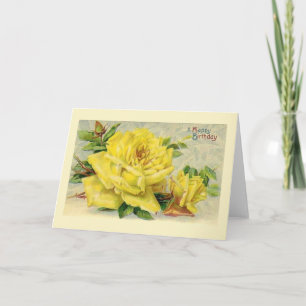 Victoriaans Yellow Rose Verjaardag Kaart
