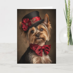 Victoriaans Yorkie Christmas Feestdagen Kaart