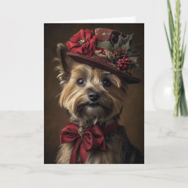 Victoriaans Yorkie Christmas Feestdagen Kaart