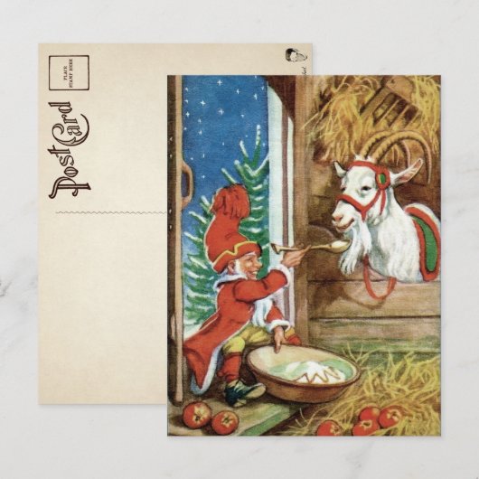  Victoriaans Yule Goat met Briefkaart voor kerstmi (Voorkant / Achterkant)