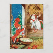  Victoriaans Yule Goat met Briefkaart voor kerstmi (Voorkant)