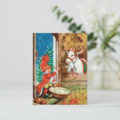  Victoriaans Yule Goat met Briefkaart voor kerstmi (Staand voorkant)