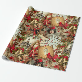 Victoriaans Yuletide Treasures Collage Cadeaupapier