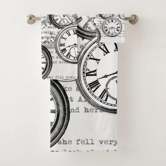 Victoriaans zakhorloge Alice in Wonderland Bad Handdoek (Insitu)
