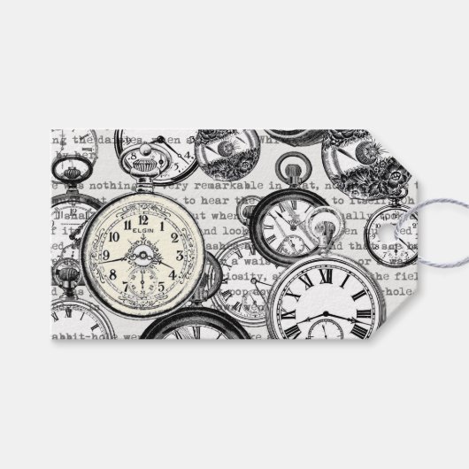 Victoriaans zakhorloge Alice in Wonderland Cadeaulabel (Voorkant (Horizontaal))
