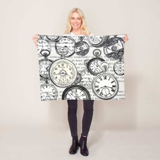 Victoriaans zakhorloge Alice in Wonderland Fleece Deken (In situ)