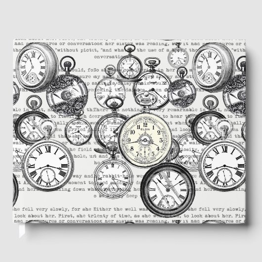 Victoriaans zakhorloge Alice in Wonderland Gastenboek (Voorkant)