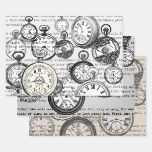 Victoriaans zakhorloge Alice in Wonderland Inpakpapier Vel