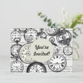 Victoriaans zakhorloge Alice in Wonderland Kaart (Staand voorkant)