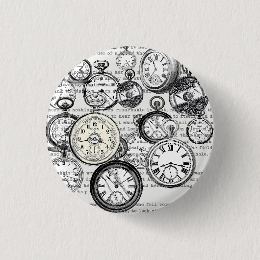Victoriaans zakhorloge Alice in Wonderland Ronde Button 3,2 Cm (Voorkant)