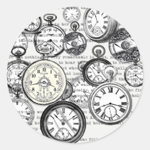 Victoriaans zakhorloge Alice in Wonderland Ronde Sticker