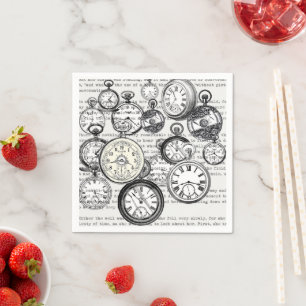 Victoriaans zakhorloge Alice in Wonderland Servet