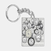 Victoriaans zakhorloge Alice in Wonderland Sleutelhanger (Voorkant Links)