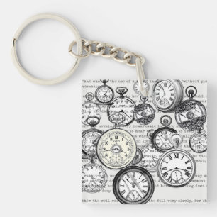 Victoriaans zakhorloge Alice in Wonderland Sleutelhanger