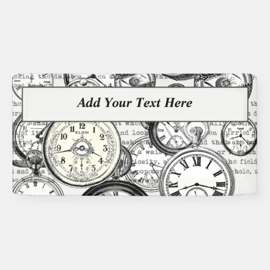 Victoriaans zakhorloge Alice in Wonderland Spandoek (Horizontaal)