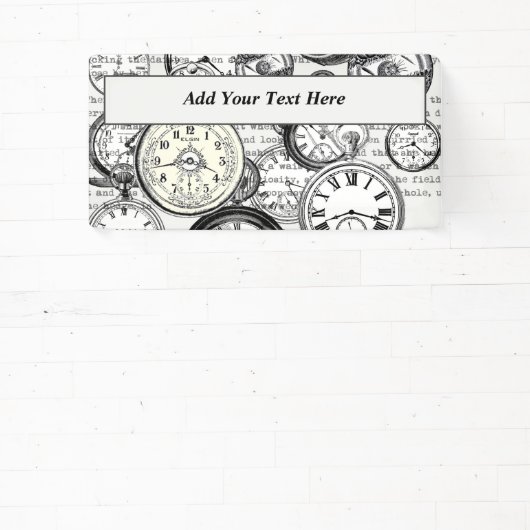 Victoriaans zakhorloge Alice in Wonderland Spandoek (Insitu)