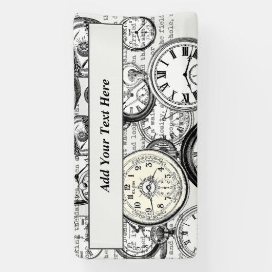Victoriaans zakhorloge Alice in Wonderland Spandoek (Verticaal)