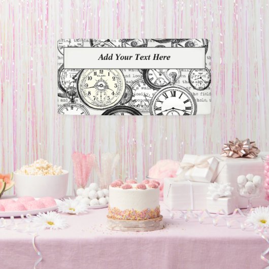 Victoriaans zakhorloge Alice in Wonderland Spandoek (Feest)