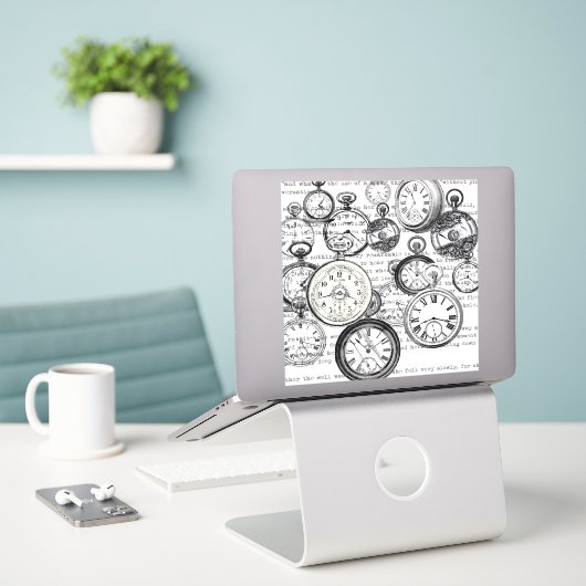 Victoriaans zakhorloge Alice in Wonderland Sticker (Laptop op bureau)