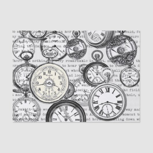 Victoriaans zakhorloge Alice in Wonderland Tissuepapier (Voorkant)