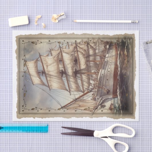 Victoriaans zeilschip decoupage tissuepapier (Craft)