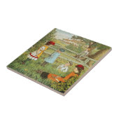 Victoriaans zomer, kinderen die in gras spelen tegeltje (Zijkant)